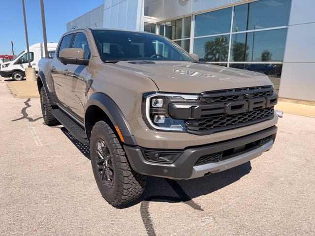 2026 Ford Ranger Raptor in Marsh Gray — front three-quarter view